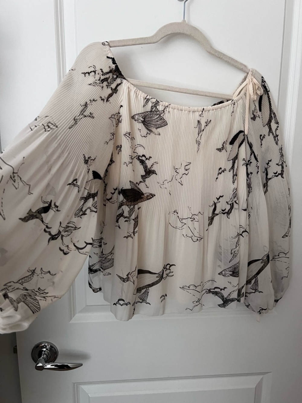 Aritzia Wilfred Talence Blouse (cream/black) - Picture 5 of 9
